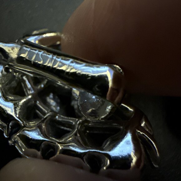 Vintage Lisner Clear Rhinestone Earrings Clip On Baguette Cocktail signed - Picture 2 of 14